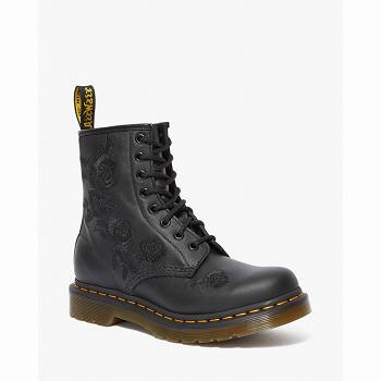 Dr Martens Női 1460 Vonda Mono Floral Bakancs Fekete